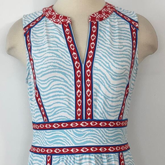 J. McLaughlin Lola Blue Sheath Dress Catalina Cloth Knee-Length Zebra Print | M - Picture 2 of 11